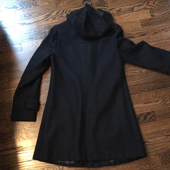 Hooded Toggle Black Pea Coat - Picture 2 of 10
